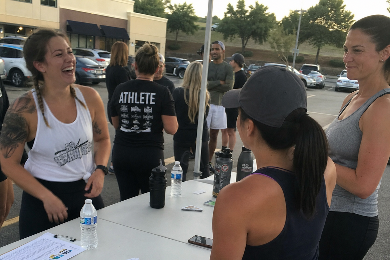 Friends at a local fitness challenge event